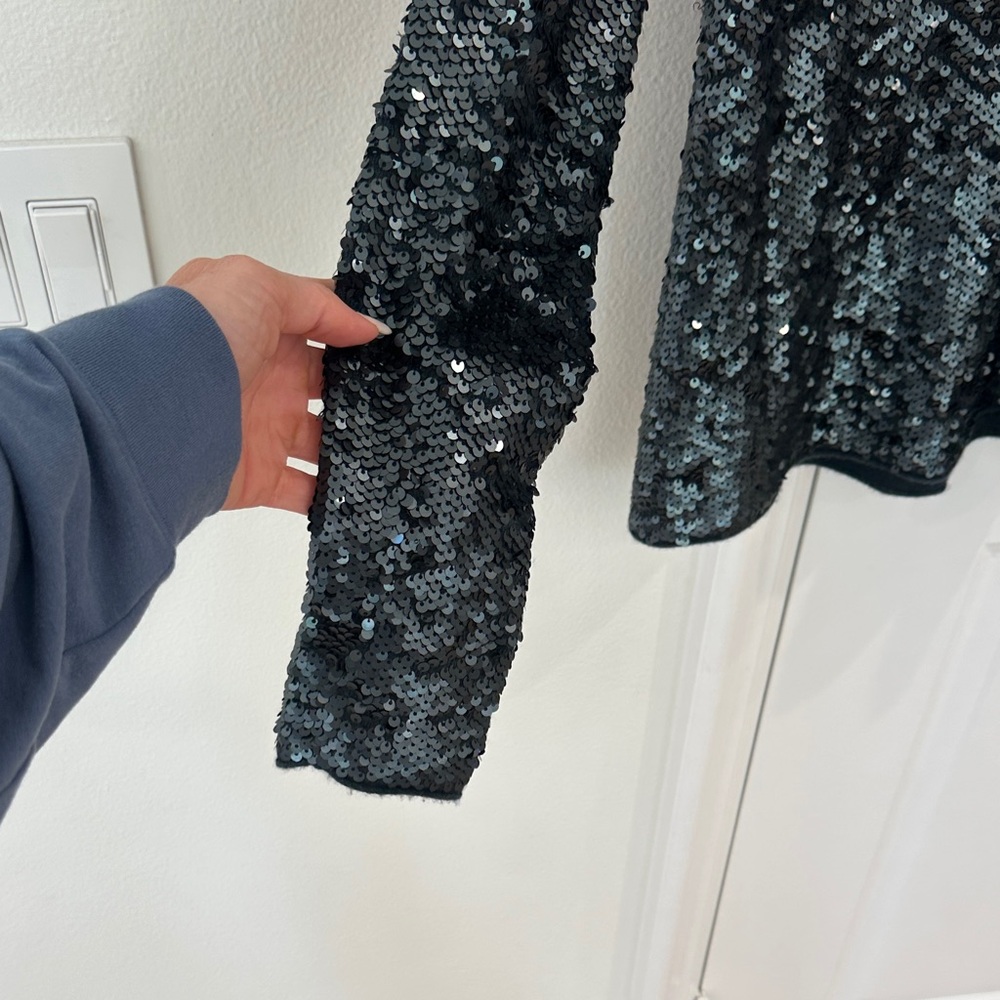 Donna Karan New York Dark Green Cashmere Sequin Dress Sweater Top - Picture 5 of 10
